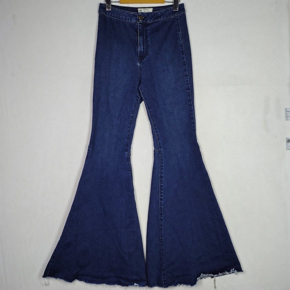 Free People Just Float On Flare Jeans Dark Wash High Rise Bell Bottom W 27